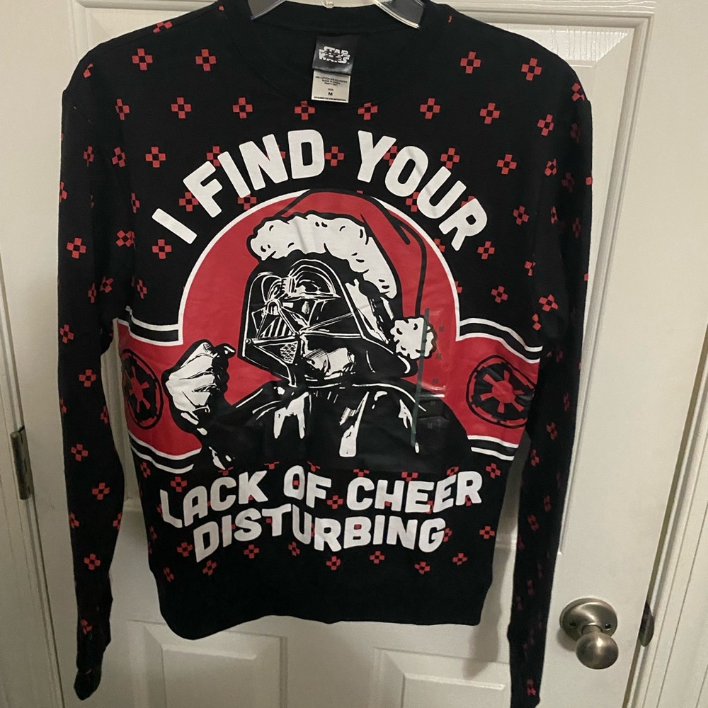 Darth Vader STAR WARS Long Sleeve Men's Holiday Ugly Sweatshirt I Find Your Med